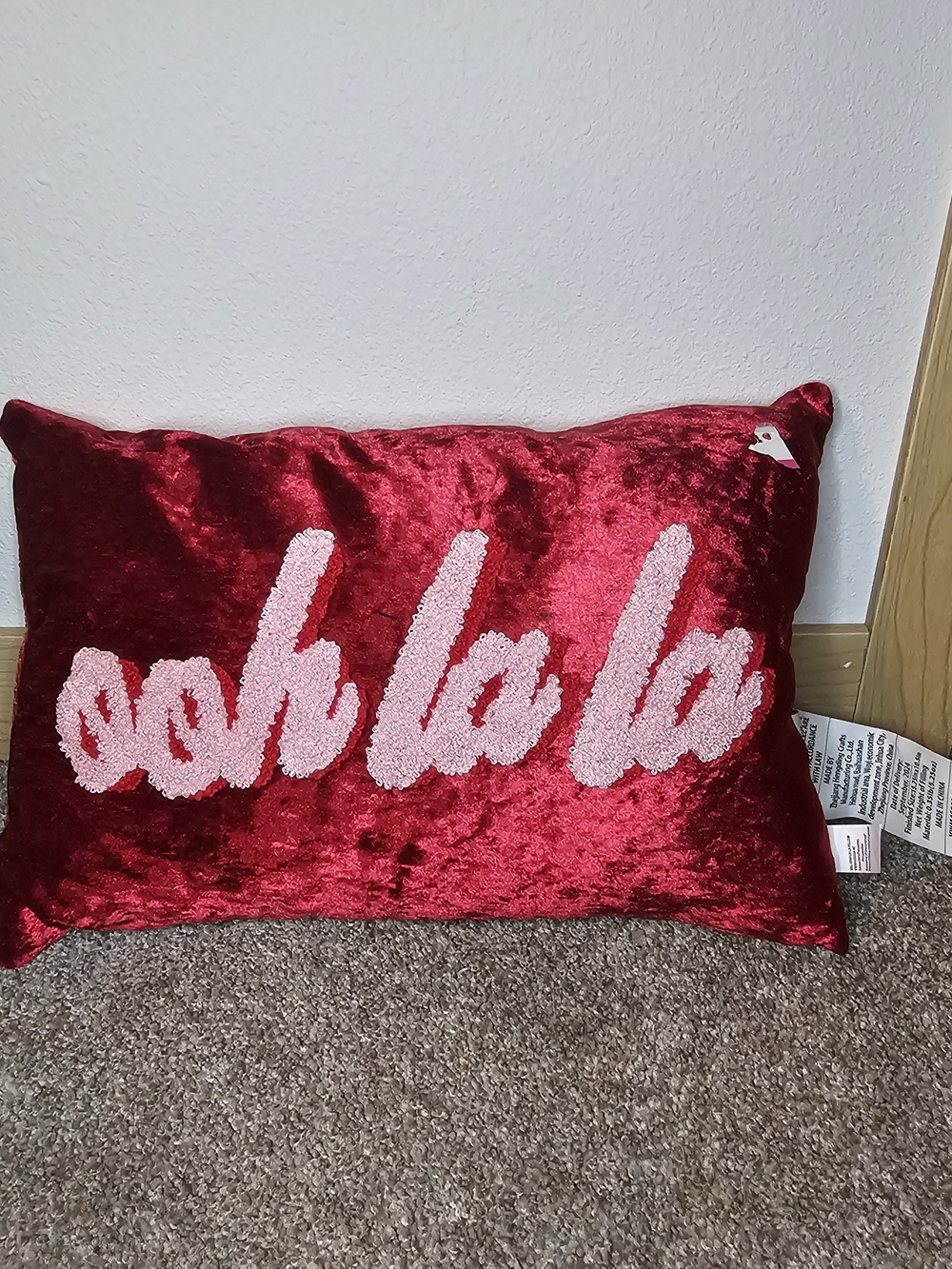 Red 'ooh la la' Velvet Holiday Accent Pillow